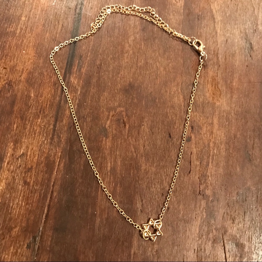 GOLD Star of David Hexagram Star ☆ Choker Necklace with Gift Bag - Picture 5 of 5